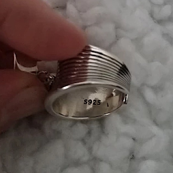 STERLING SILVER BALL CHARM BAND RING - Picture 15 of 15